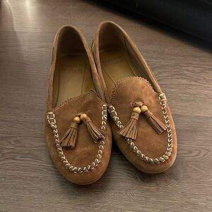 Donald J. Pliner Tan Suede Tassel Loafers